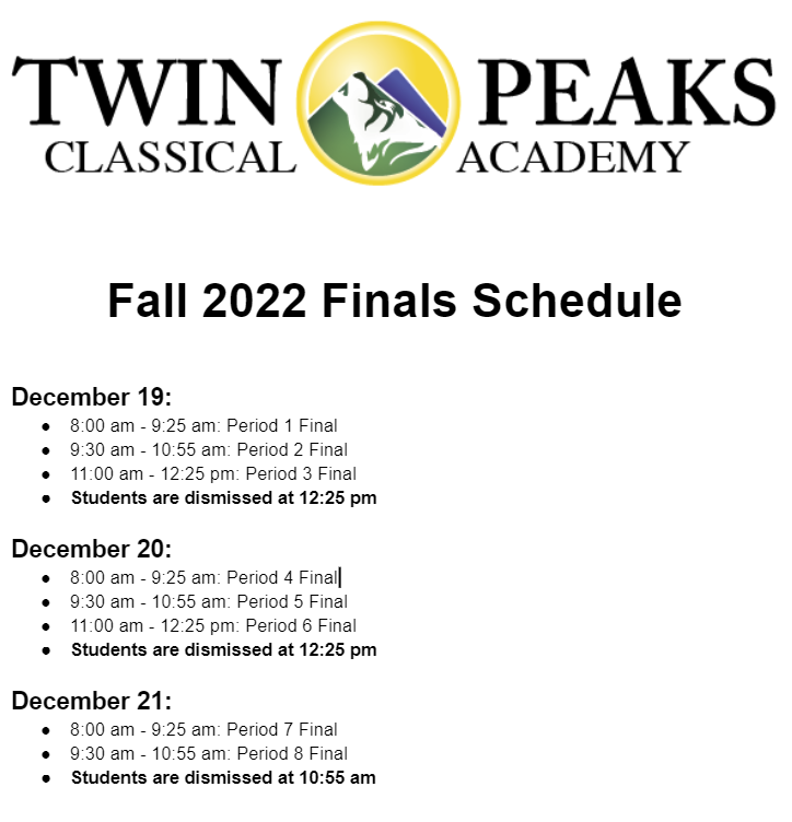 Finals Schedule
