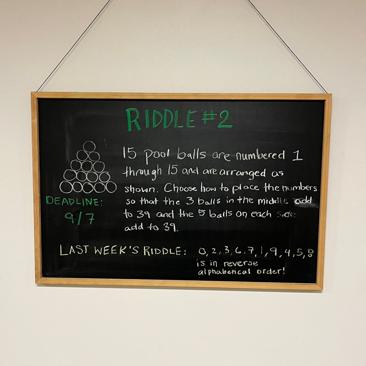 Mrs. Craig’s math riddle for this week! 